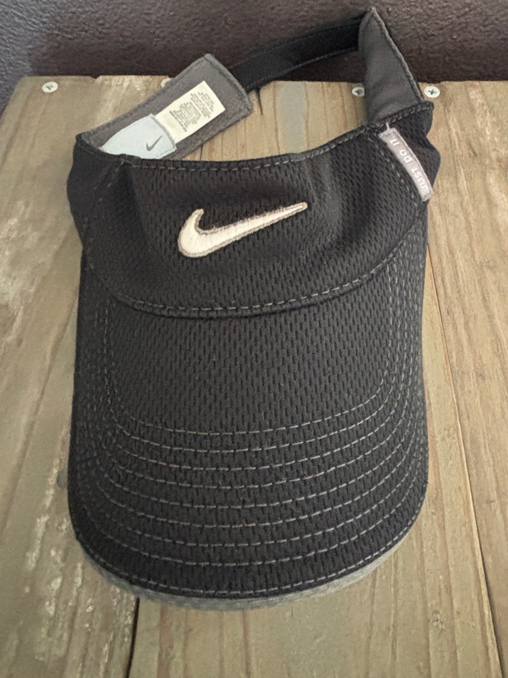 Nike Black Mesh Visor with White Swoosh Accent